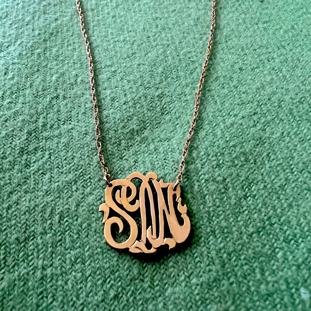 Monogram necklace 14k gold plated